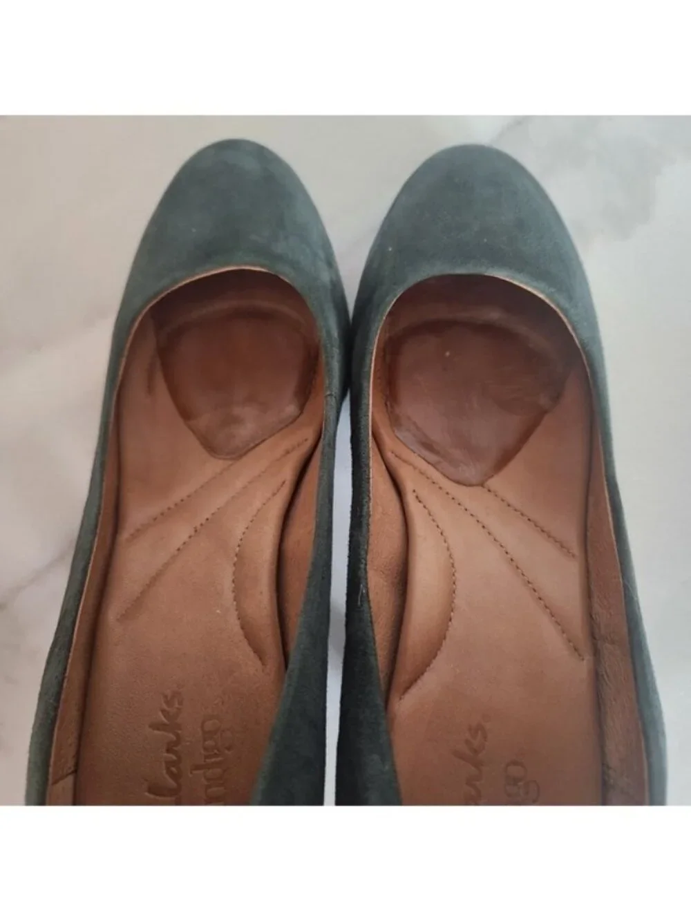 Clarks Indigo Forest Green‎ Suede Platform Pumps Heels 8M 84578